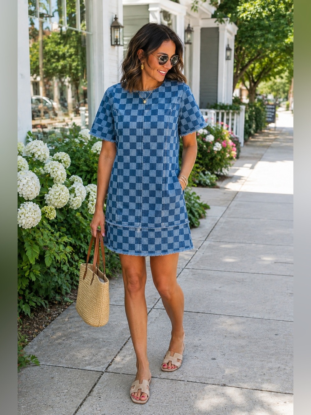 #22: NWT Blue Checkerboard Denim Dress